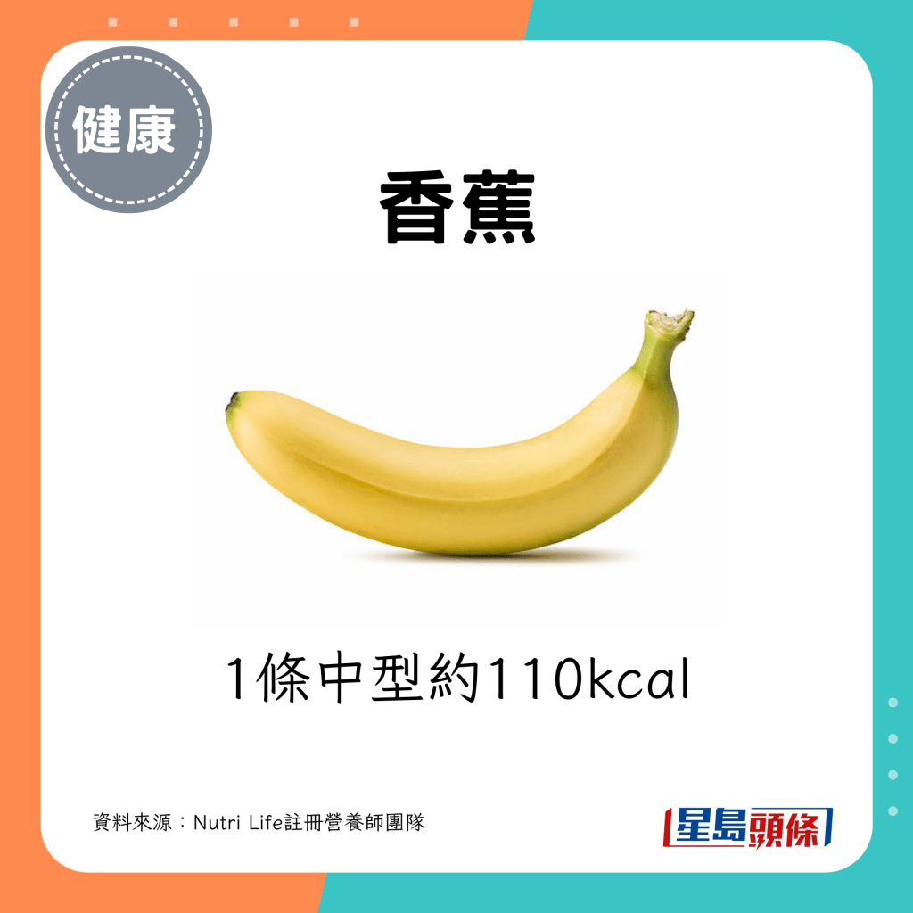 香蕉：1条中型约110kcal