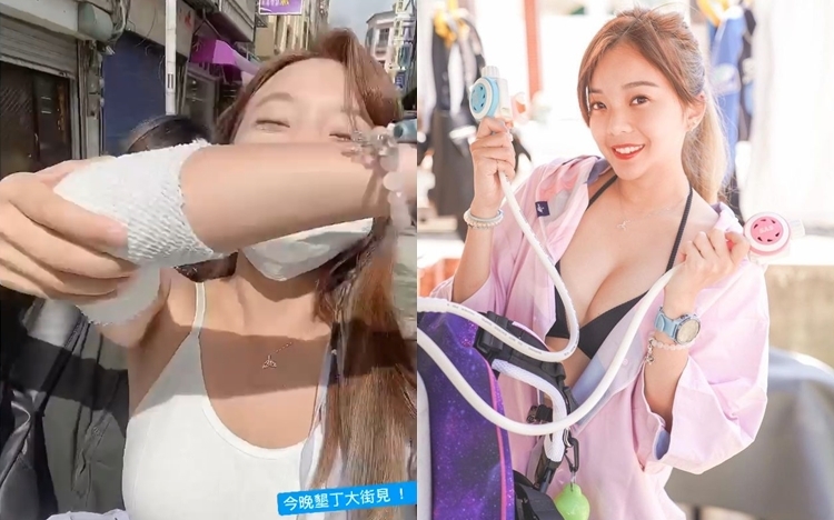 余思霆的手臂包紮得厚厚，不過她表示仍要開工。