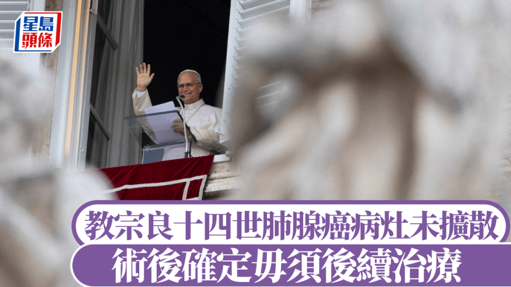 教宗良十四世肺腺癌病灶未擴散，術後確定毋須後續治療。路透社