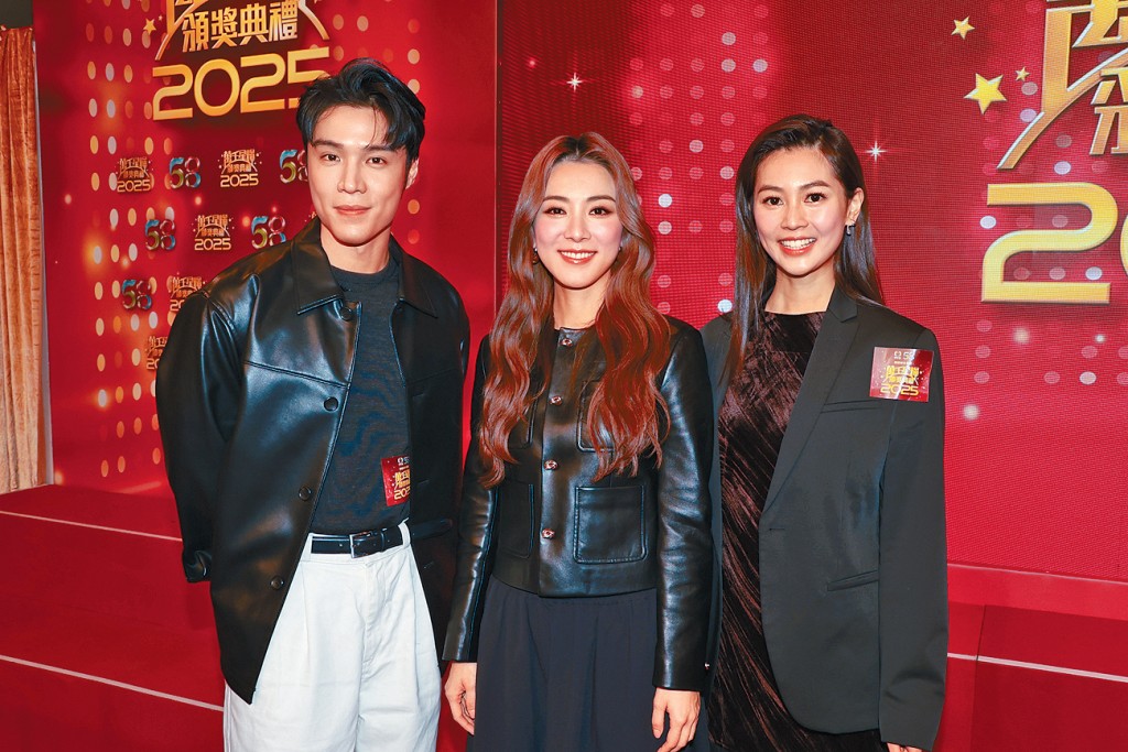 （左起）丁子朗、王敏奕、郭柏妍齊爭男配角同女配角獎。