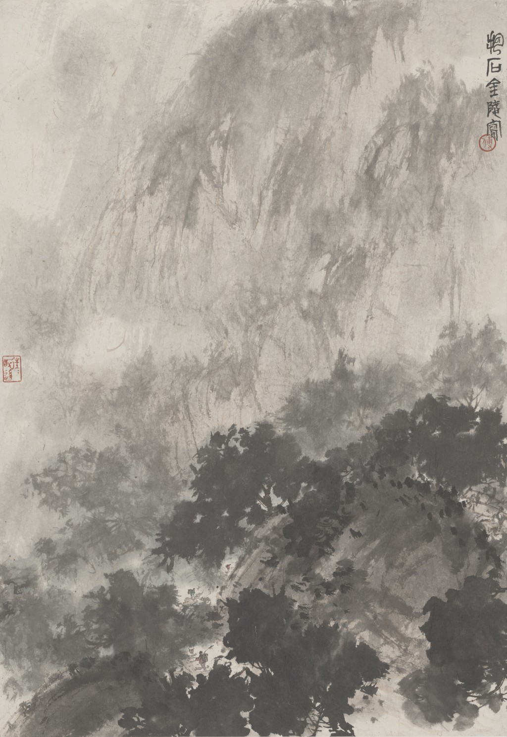 傅抱石 (1904–1965) 山水 年份不詳 水墨設色紙本。紫荊文化提供