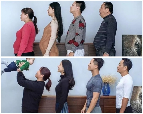 一家人用了6個月，就齊齊甩掉啤酒肚（下圖）。