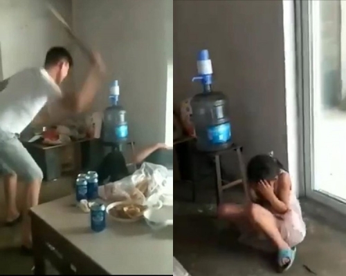 男子為了逼被其打跑的妻子回家,而毆打自己的親生孩子。網圖