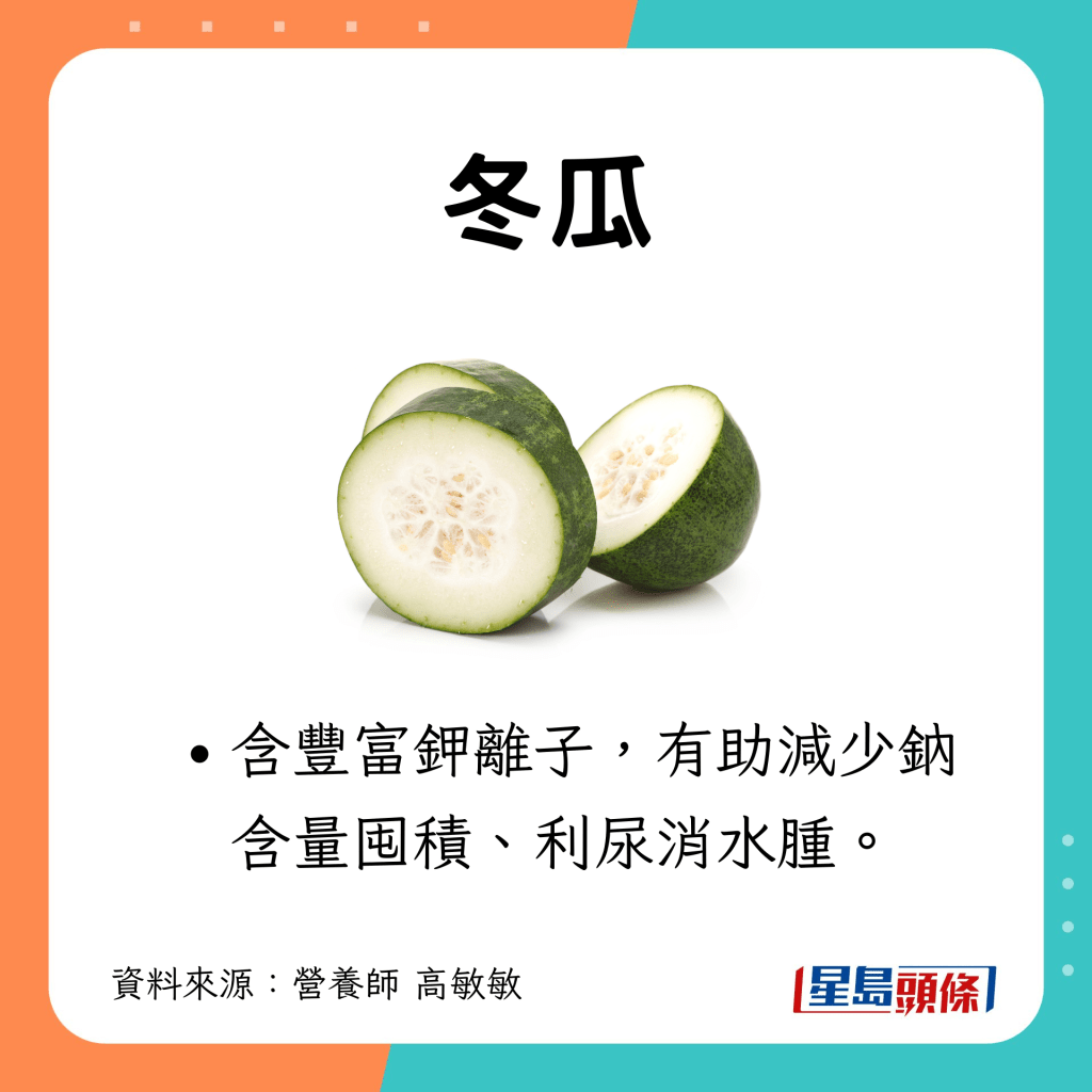 耐放蔬菜11｜冬瓜：含豐富鉀離子，有助減少鈉含量囤積、利尿消水腫。