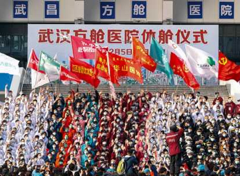 武漢市舉行休艙儀式。新華社