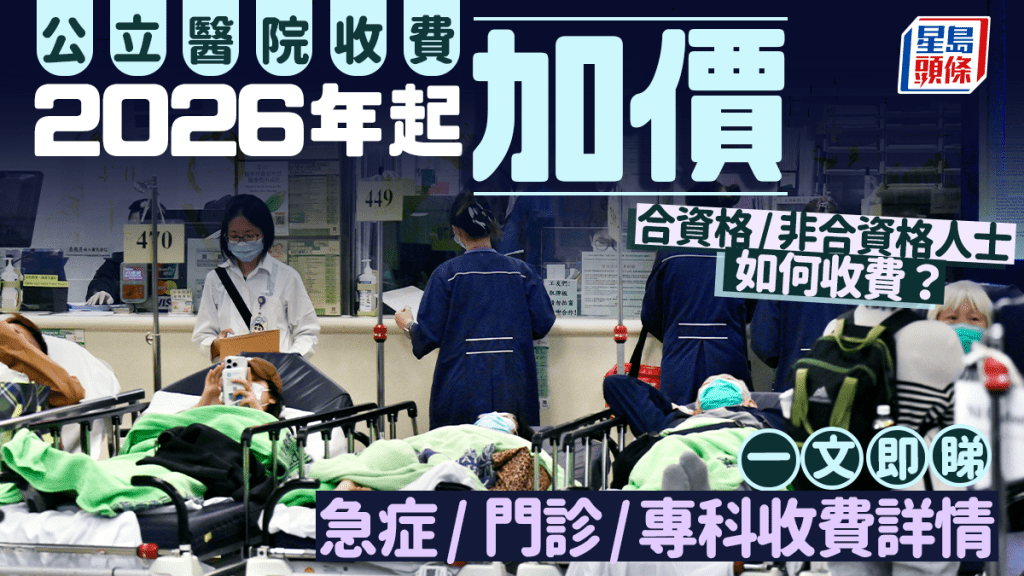 公立医院收费2026.1.1起加价 一文即睇急症/门诊/专科收费详情 1万元上限措施是甚么？