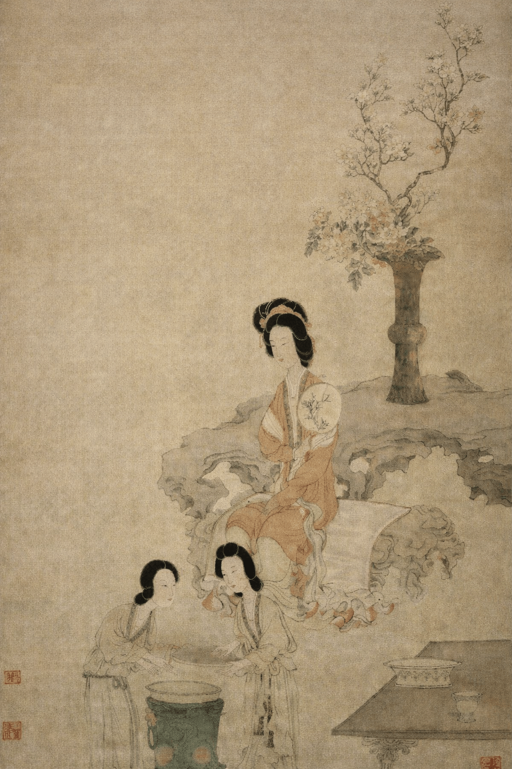 明代大師陳洪綬的《調梅圖》 (圖片由作者提供)