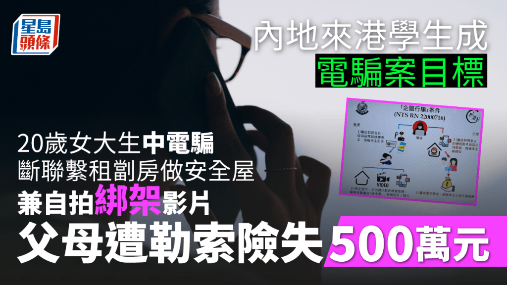 一名內地來港女生墮電騙,租劏房自拍「助查」,父母聞女兒遭綁架險失500萬元。