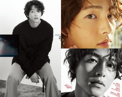 宋仲基這長鬈髮更顯其孩子臉。（網圖）