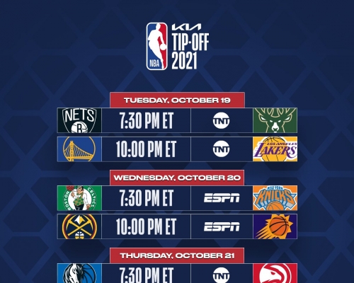 NBA開鑼周賽程。網上圖片