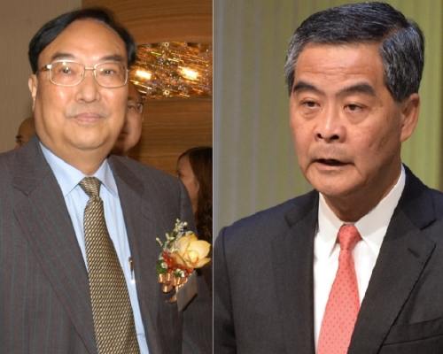 梁振英(右)對張浚生(左)病逝表示沉痛哀悼。