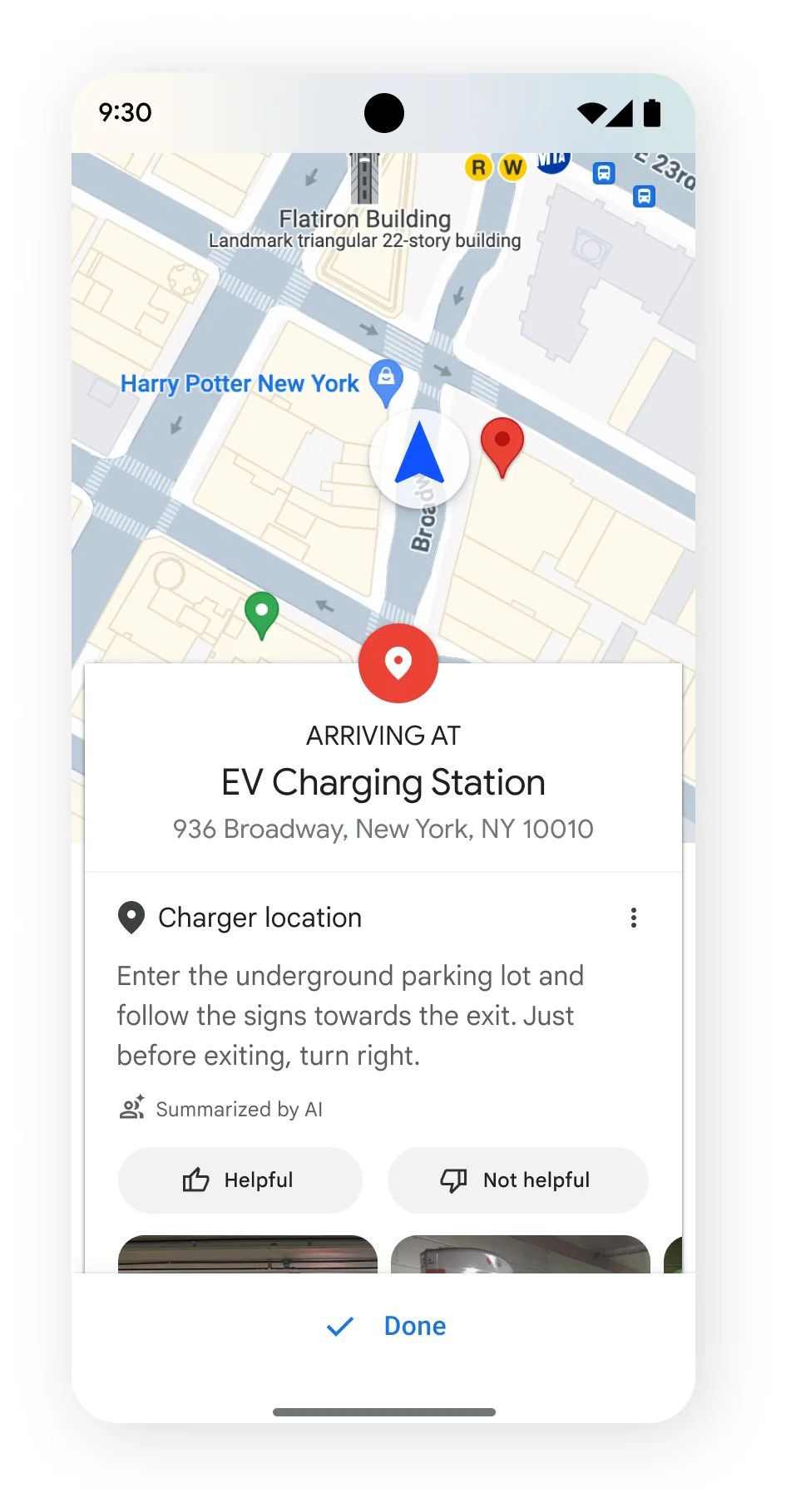 Google地图会利用AI分析用家评论，并指示车主如何找到停车场内充电位的准确位置。