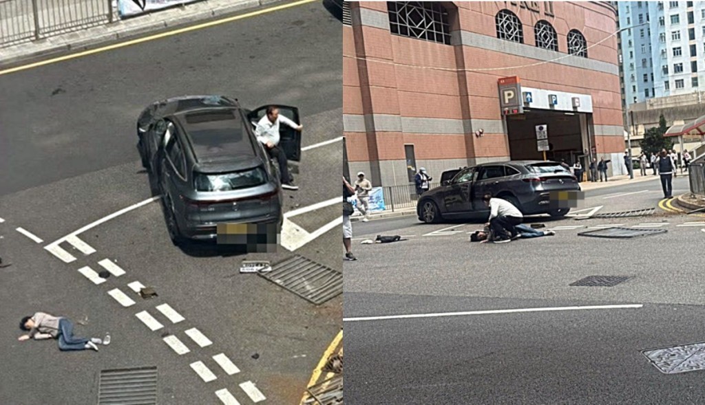 妻子被抛出车外,司机落车查看。网图 妻子被抛出车外,司机落车查看。网图