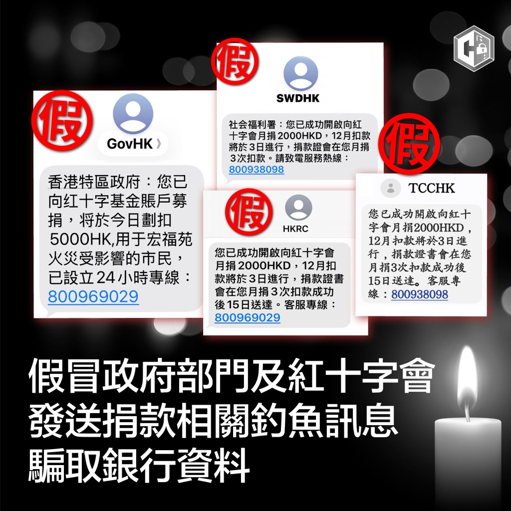 有騙徒冒充特區政府發送釣魚短訊。守網者FB 有騙徒冒充特區政府發送釣魚短訊。守網者FB