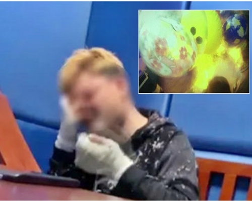 湖南一名男子在升降机内不慎点燃氢气球导致爆炸。网图