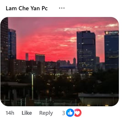 facebook截圖（資料來源：香港天文台facebook專頁）