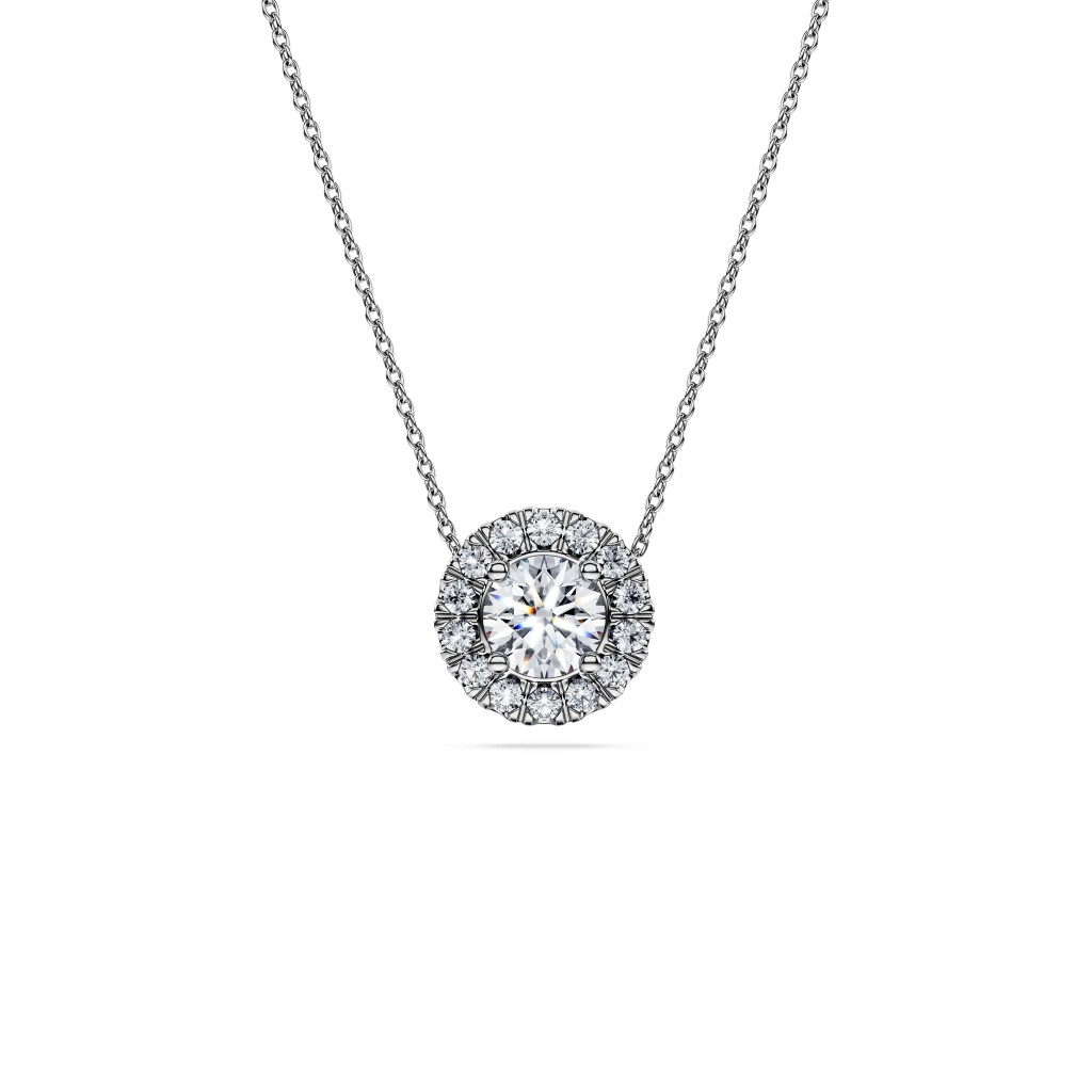 Swarovski Created Diamonds Eternity系列18K白金镶1卡实验室培育钻石吊坠项链。（$17,000）
