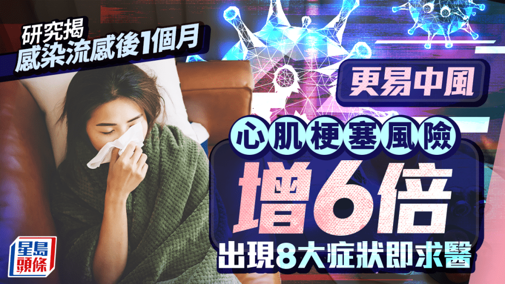 研究揭感染流感后1个月 更易中风/心肌梗塞 出现8大症状即求医