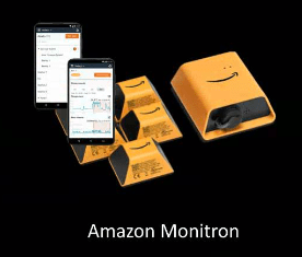 Monitron方案包括了溫度和震動等傳感器、從機器上各種數據，以藍芽傳回附近的閘道裝置，再在AWS雲端預測機器的操作異常，是否有維修需要，再以手機APP通知。