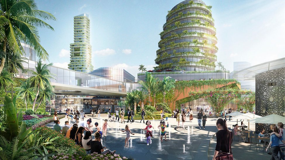 碧桂園馬來西亞南部柔佛州的「森林城市」項目預想圖。