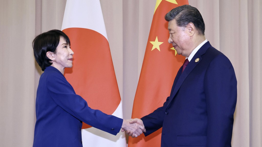 習百近平與高市早苗會談。 美聯社