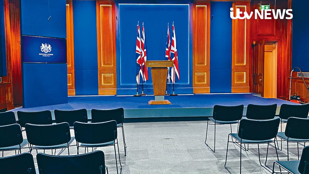 唐寧街新聞簡報室曝光。
