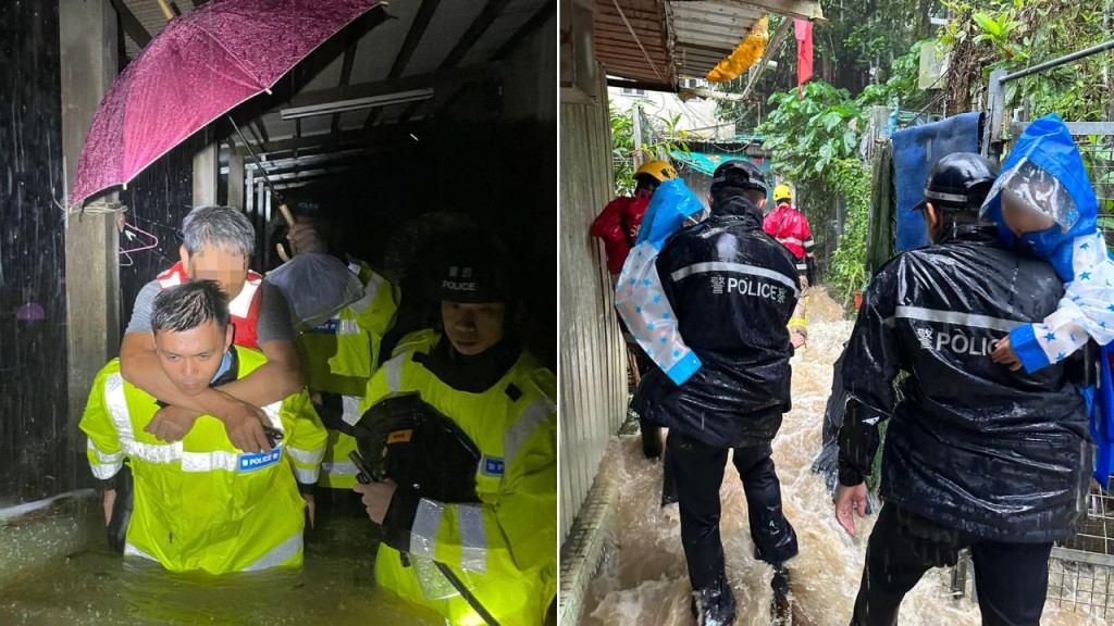 世紀暴雨|警隊聯同各部門救急扶危 徹夜冒雨涉水援助被困村民