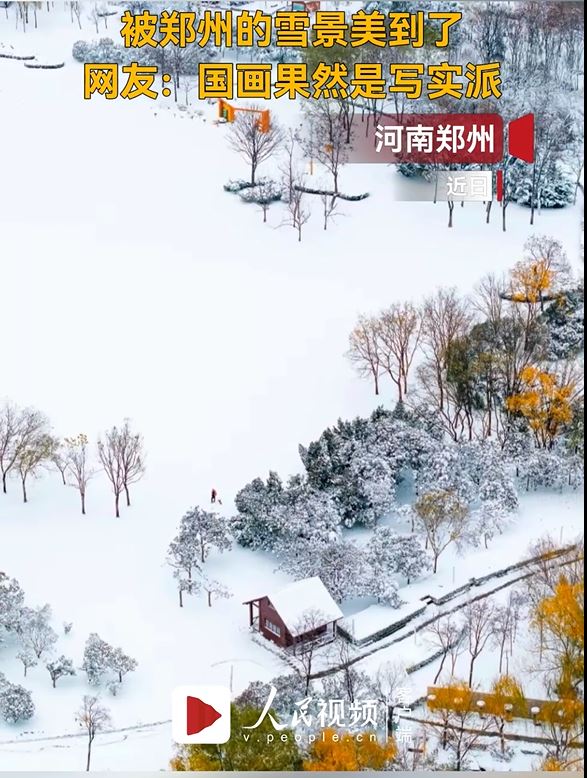 鄭州北龍湖濕地公園雪後美景如丹青。