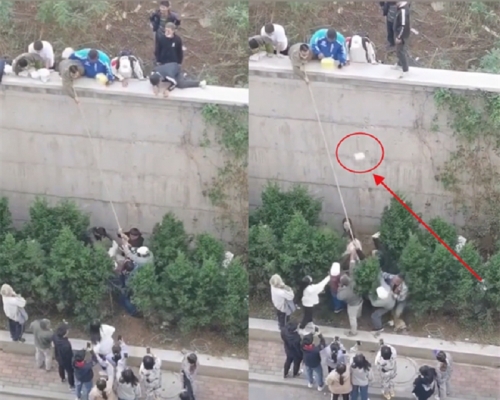 学校职员阻止学生领取外卖，与外卖员爆发冲突。网上图片