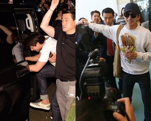 孔劉昨晚慶功非常盡興，今日開心離台。