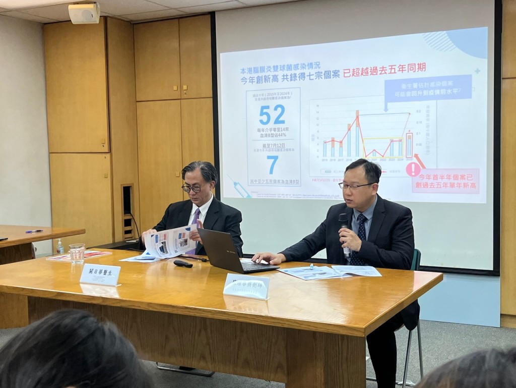 香港醫院藥劑師學會進行問卷調查。左:關日華、右:蘇曜華。楊婉婷攝 香港醫院藥劑師學會進行問卷調查。左:關日華、右:蘇曜華。楊婉婷攝