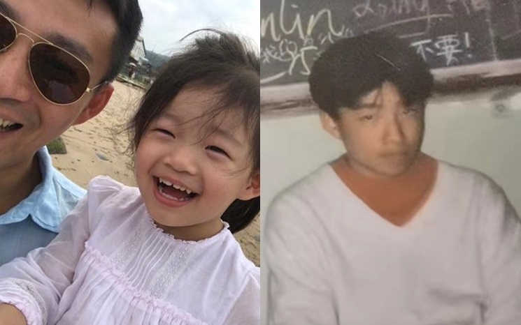 汪小菲還貼自己年輕時照片，說女兒長大了，跟爸爸長得一模一樣。