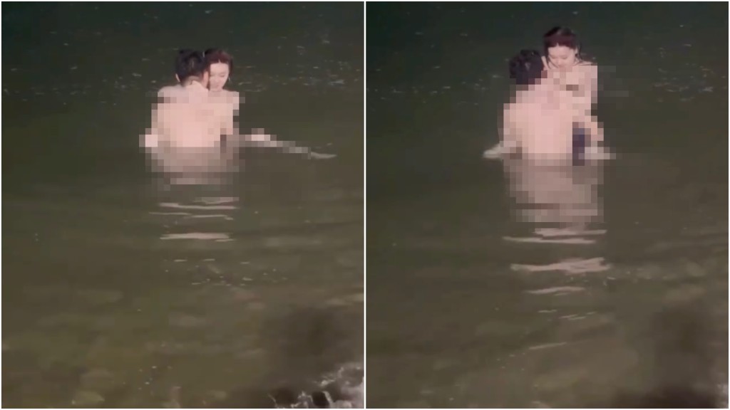 疑似中國情侶芭堤雅水中「激戰」。 fb / ตกหมึกพัทยาหวานเจี๊ยบ