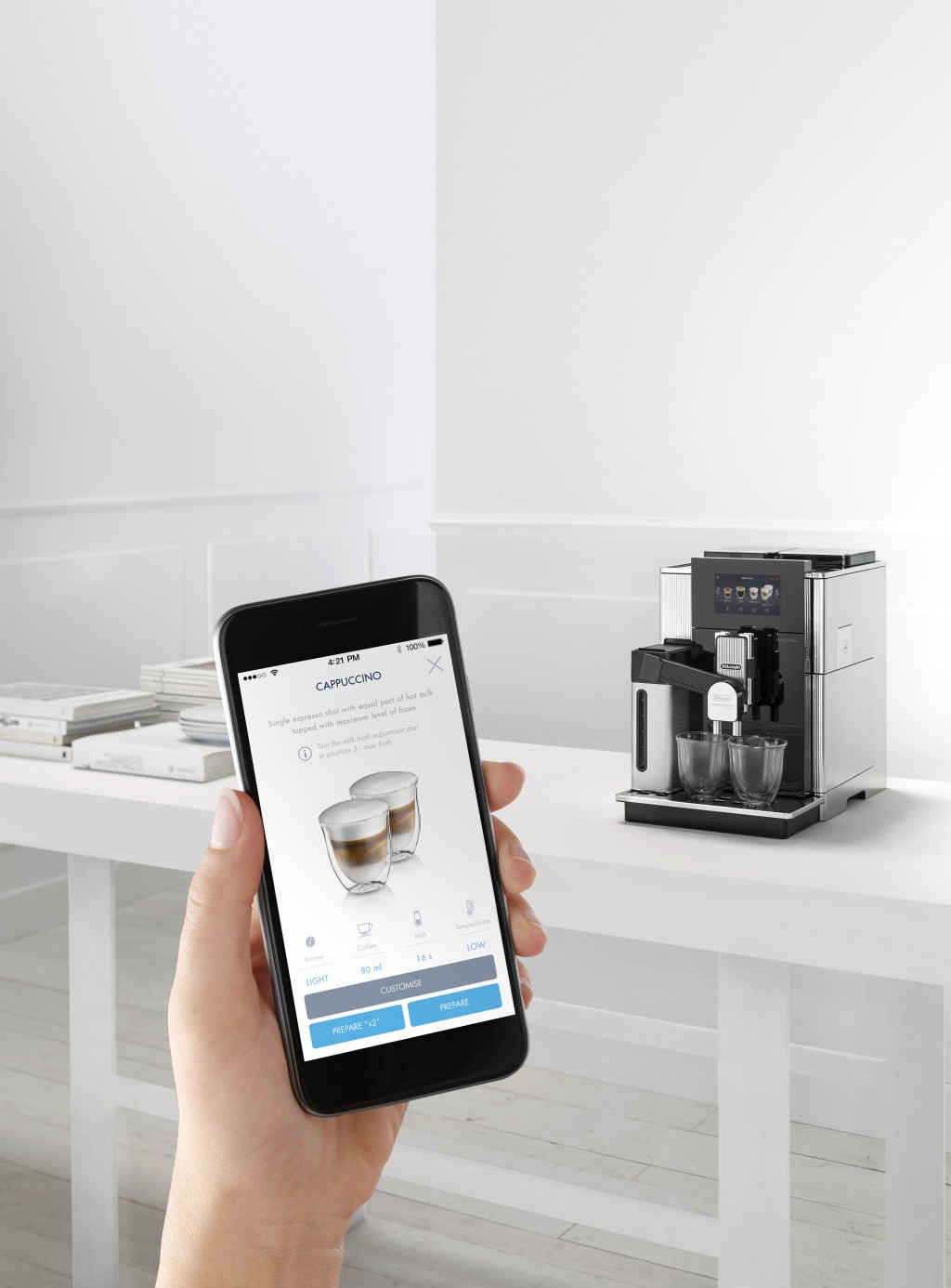 Maestosa 全自動咖啡機可連接 Coffee Link App創建、保存及製作自己的專屬咖啡。