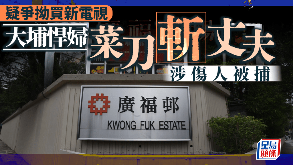 大埔廣福邨夫婦疑爭拗買新電視 妻菜刀斬傷丈夫背部 涉傷人被捕
