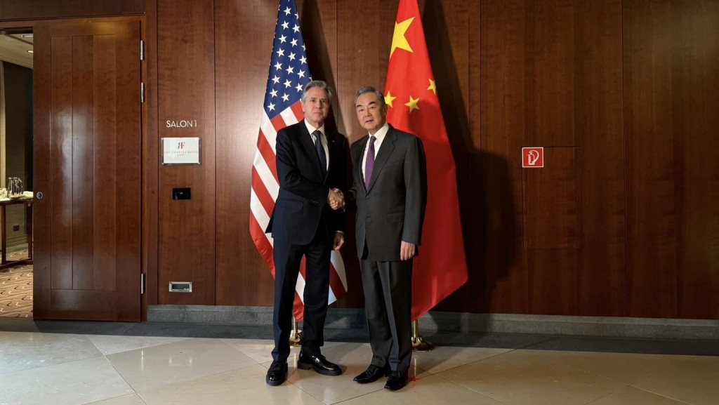 外交部長王毅與美國國務卿布林肯進行會晤。  CGTN