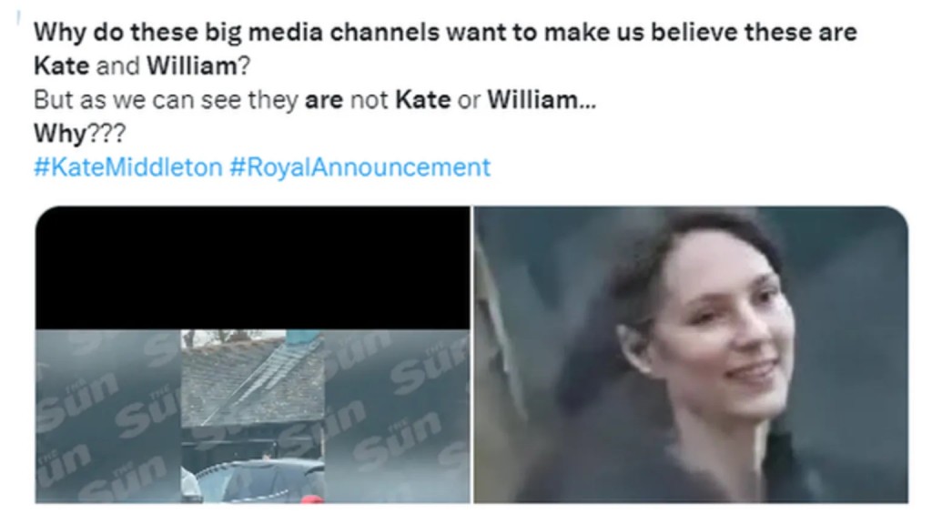 英國犯罪專家指出許多新賑號發佈內容相似的訊息散布凱特的陰謀論。