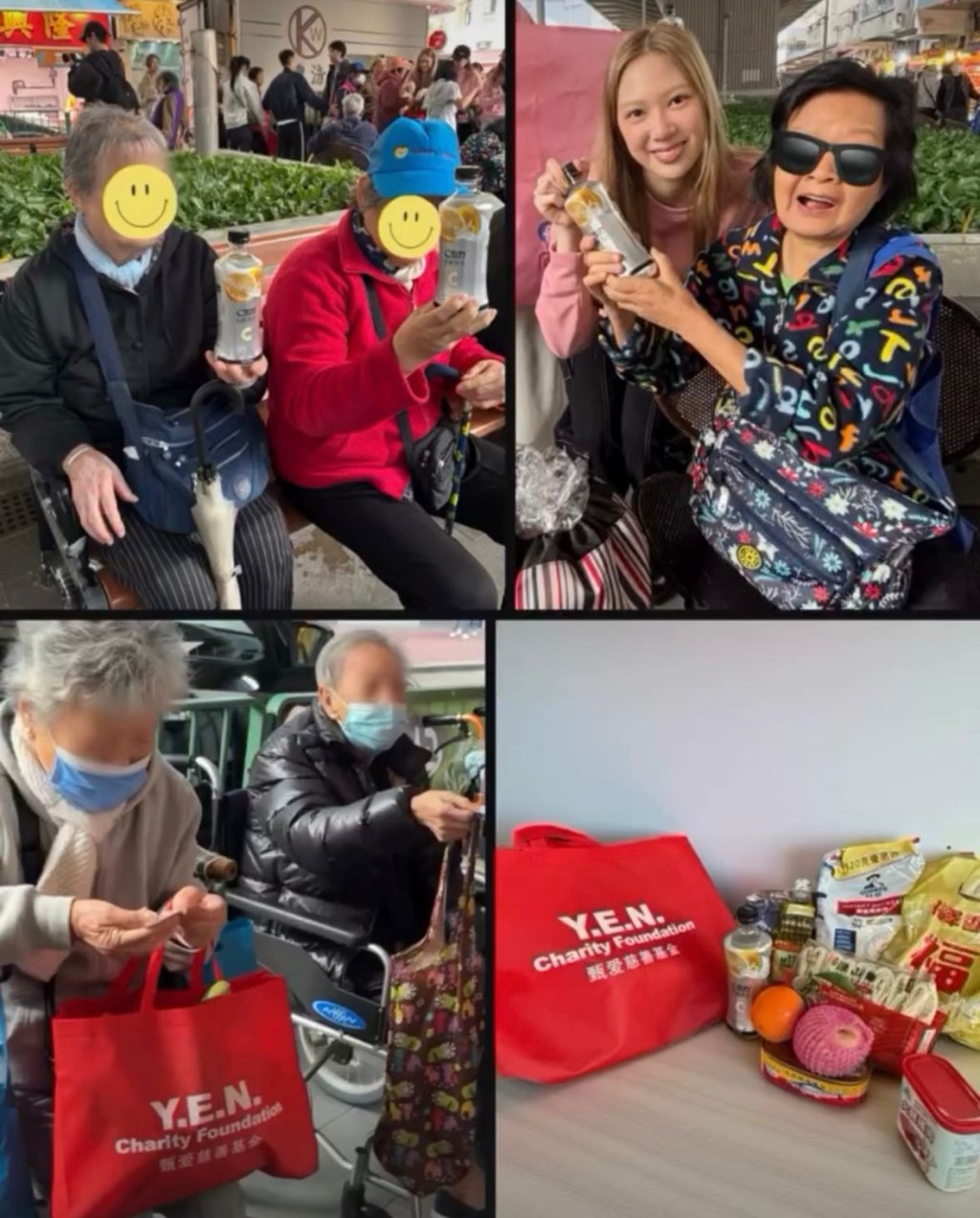 Jasmine派发物资给长者。 Jasmine派发物资给长者。