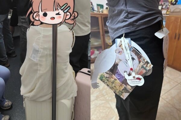 穿著未剪吊牌衣服出門的民眾。微博 穿著未剪吊牌衣服出門的民眾。微博