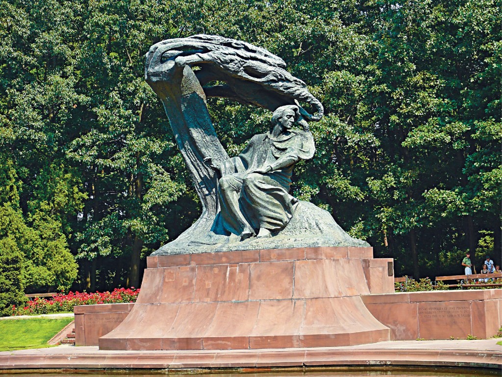 华沙「澡堂子公园」中的萧邦雕像