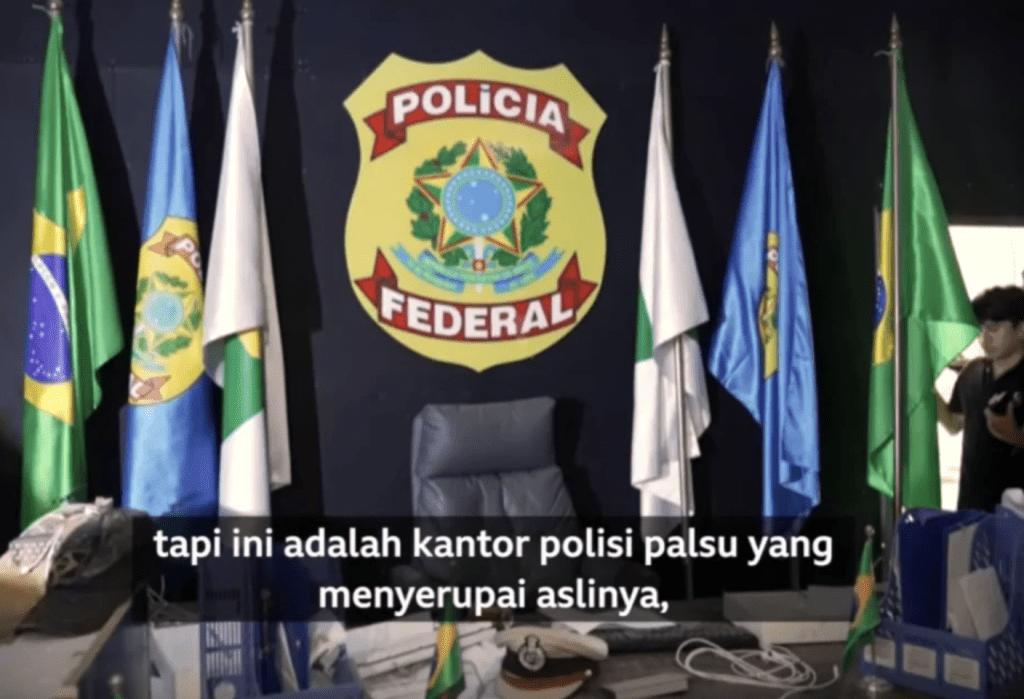 假巴西警局。BBC画面截图