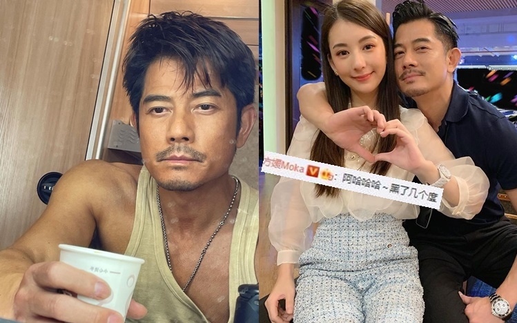 方媛笑老公拍戲這造型變黑了。