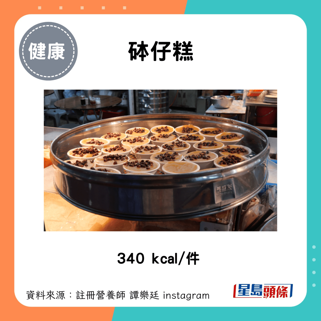 砵仔糕：340 kcal/件