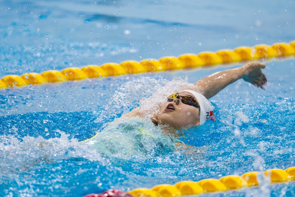 港隊於女子4x100米混合泳接力得銀牌，成員有陳梓瑜、文薈喬、文雪兒和李芯瑤。港協暨奧委會圖片
