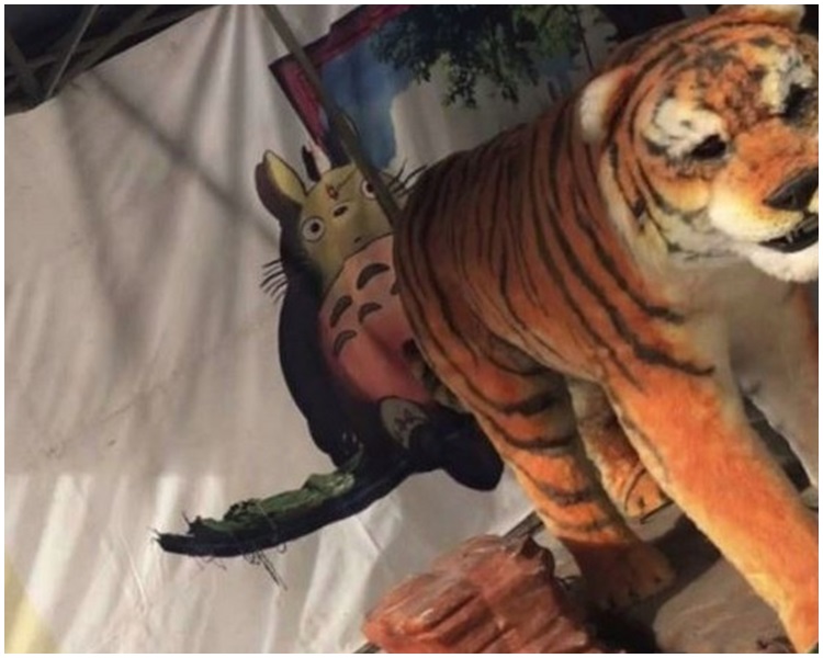 老虎和狮子都是仿真机械动物。网图