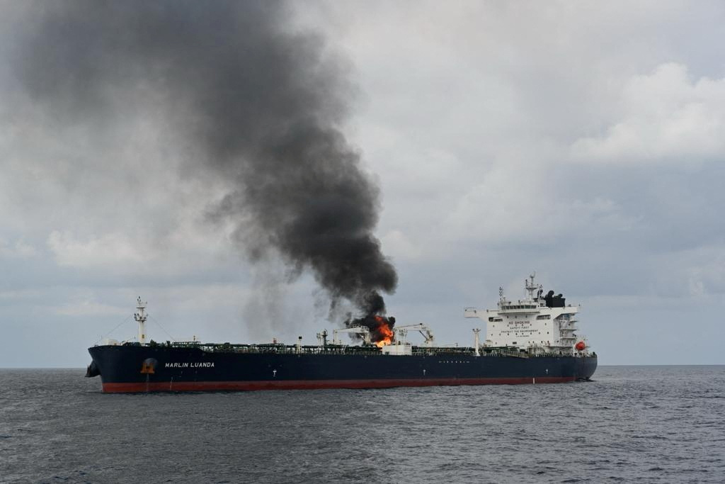 油轮「马林卢安达号」1月26日也因胡塞武装射弹受损。路透社