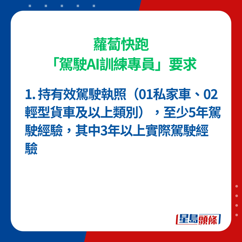 萝卜快跑香港「驾驶AI训练专员」要求