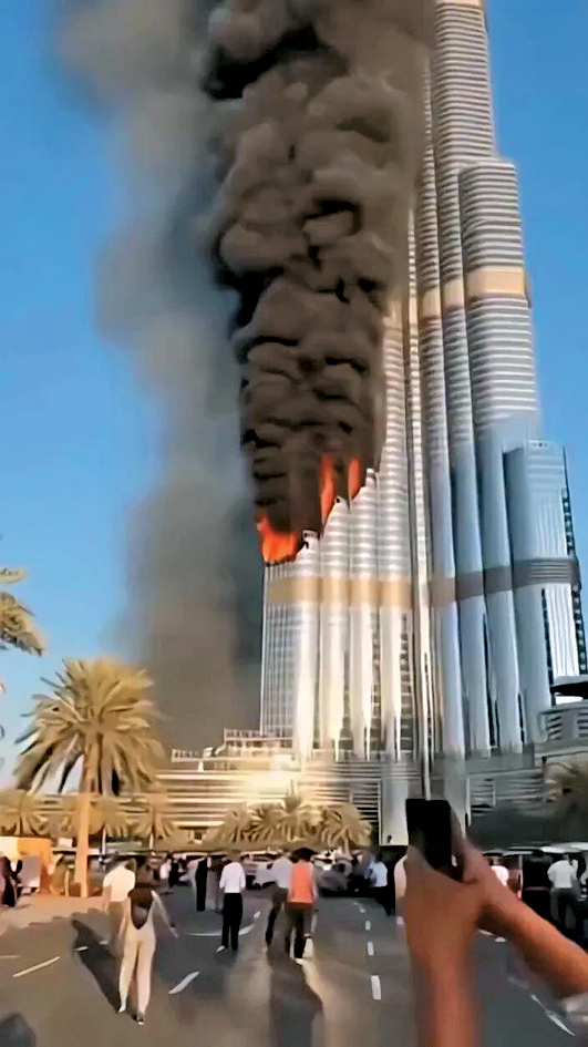 杜拜全球最高樓哈利法塔遇襲的僞造影片。
