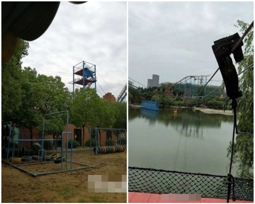 游客可在滑索上滑行约100米到湖对岸的另一个平台上。网图