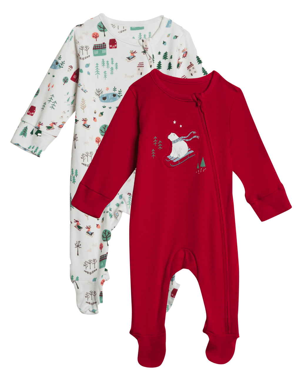 两件装纯棉冬季印花全身睡衣 $229/M